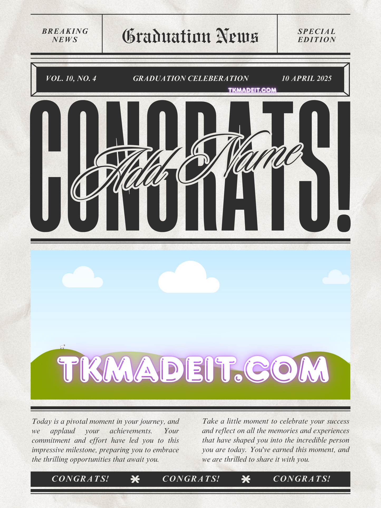 Graduation newspaper template
