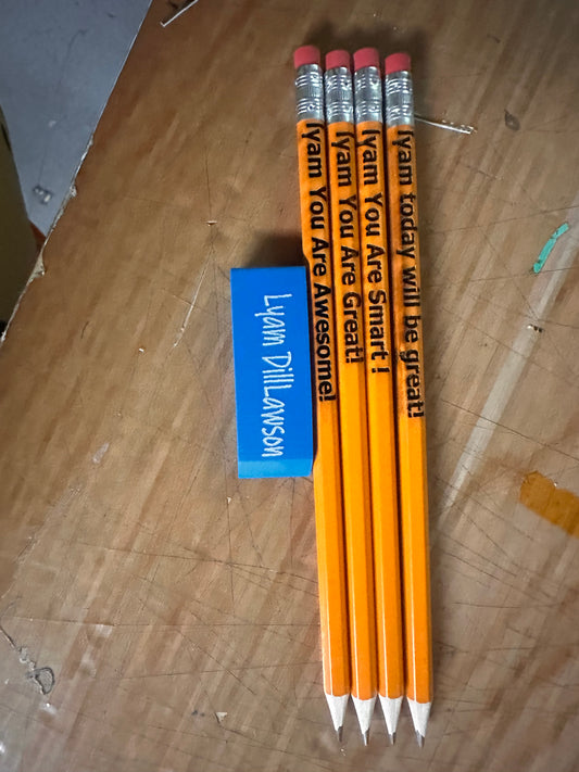 Engraved pencils & eraser